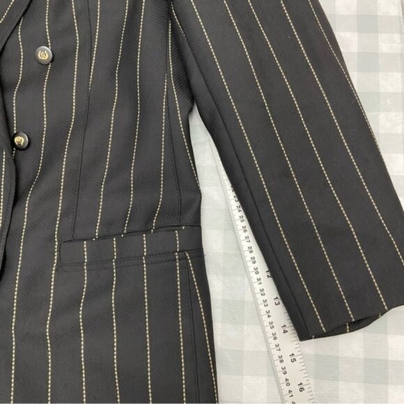 Vintage Basler blazer jacket black gold stripes 100% wool double breasted size10 - Picture 13 of 13